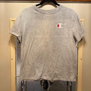 Champion Heather Gray Tee with Red Logo